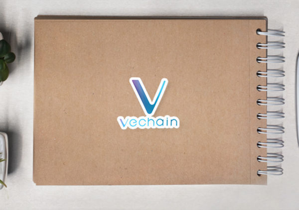 VeChain Sticker applied to a notebook