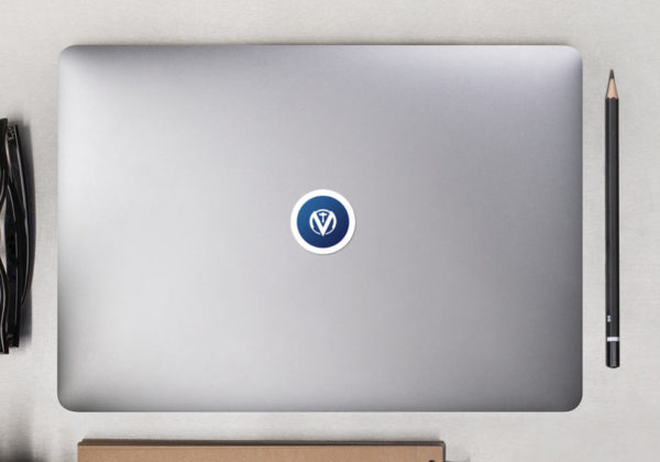 VeChainThor Sticker applied to a laptop / macbook