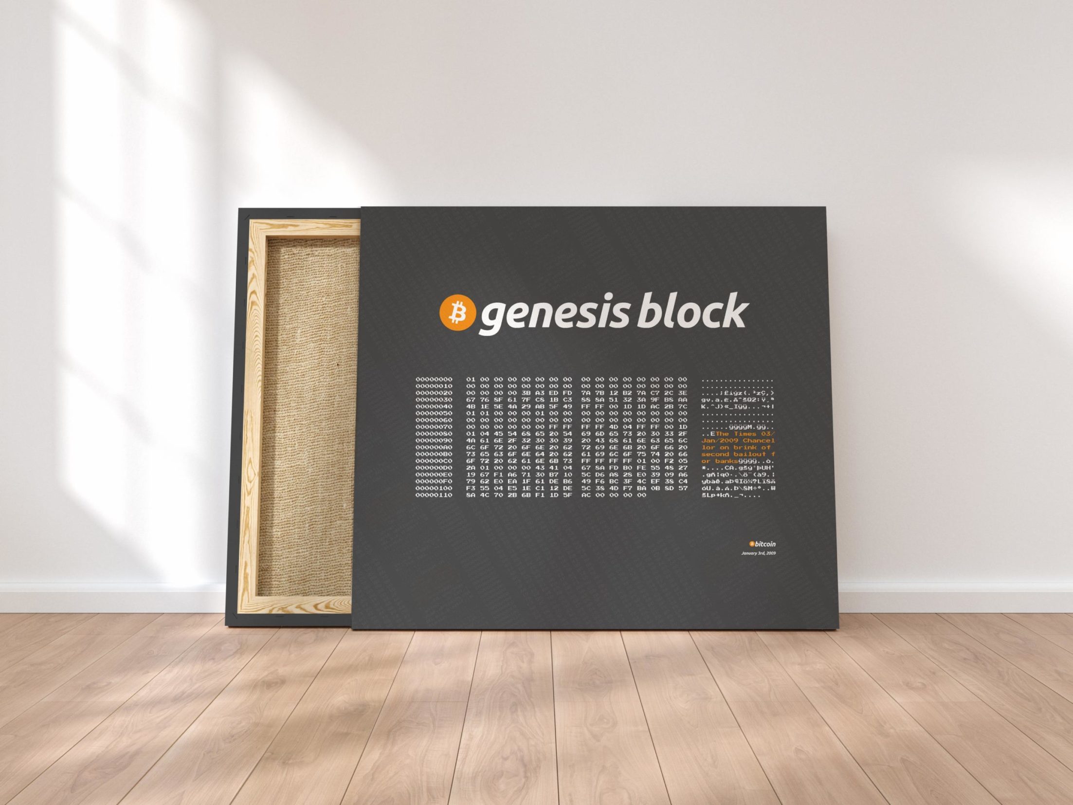 btc genesis block art canvas prints