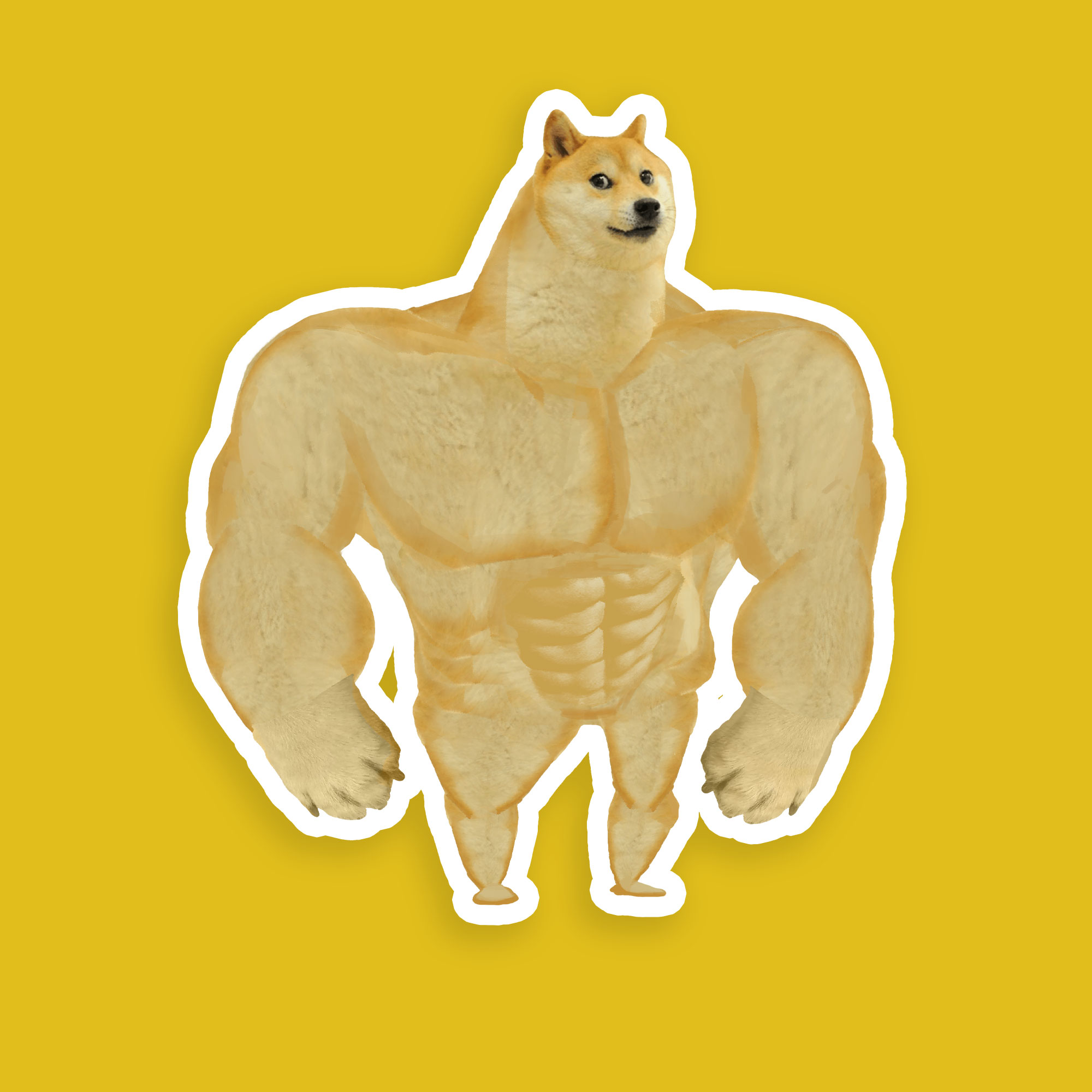 Doge Swole Sticker - Dogecoin Swole Meme Stickers