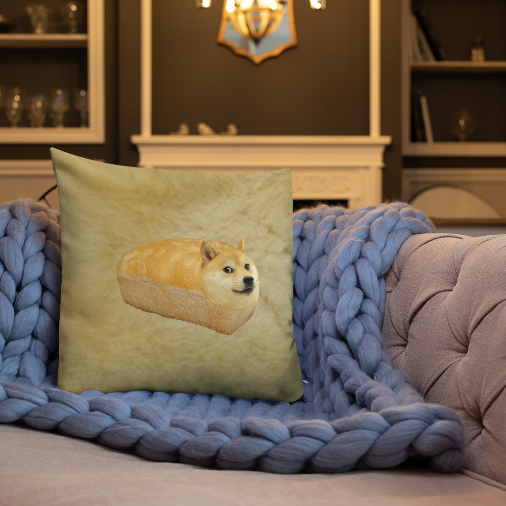 dogecoin bread meme pillow / pillow case