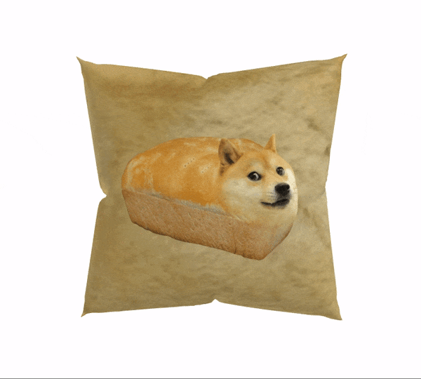 doge bread meme pillows square 3d view dogecoin meme pillow