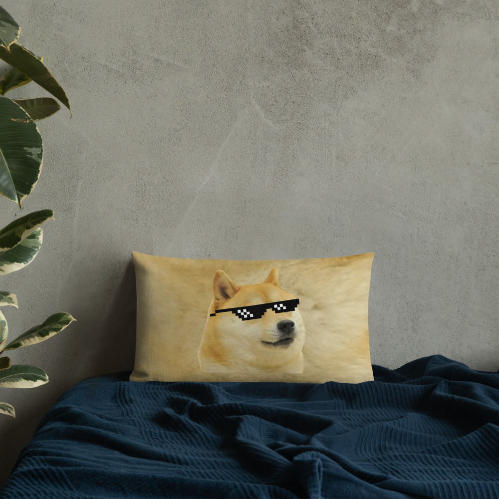 doge pillow - doge thug life meme pillow - front