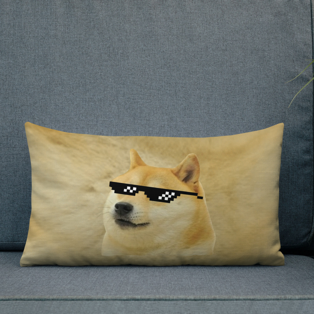 doge thuglife meme pillow - back view