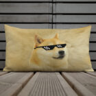 thuglife doge pillow dogecoin pillow thuglife doge meme pillow 20x12 lifestyle 15 front