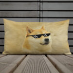 thuglife doge pillow dogecoin pillow thuglife doge meme pillow 20x12 lifestyle 15 front