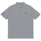 Bitcoin shirt - bitcoin adidas polo shirt lying flat - Gray bitcoin polo shirt