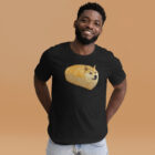 Dogecoin Bread Meme T-Shirt in Black, Front View