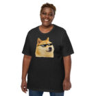 Dogecoin Thuglife Meme T-Shirt, front view dogecoin thugelife black color shirt