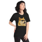 Doge Thuglife Meme T-Shirt, front view dogecoin thugelife black color shirt
