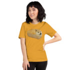 wearing the Dogecoin Bread Meme T-Shirt in yellow front view
