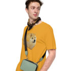 Dogecoin Bread Meme T-Shirt in yellow side view closer up