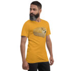 wearing the Doge Bread Meme T-Shirt from the side view