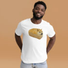 Dogecoin Bread Meme T-Shirt in White, Front View