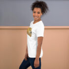 wearing the white folded white Doge Bread Meme T-Shirt