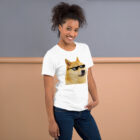 Doge Thuglife Meme T-Shirt, front view dogecoin thugelife white shirt