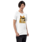Wearing the Doge Thuglife Meme T-Shirt, front view white shirt